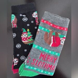 Festive Sloth and Snowflake Socks Set
